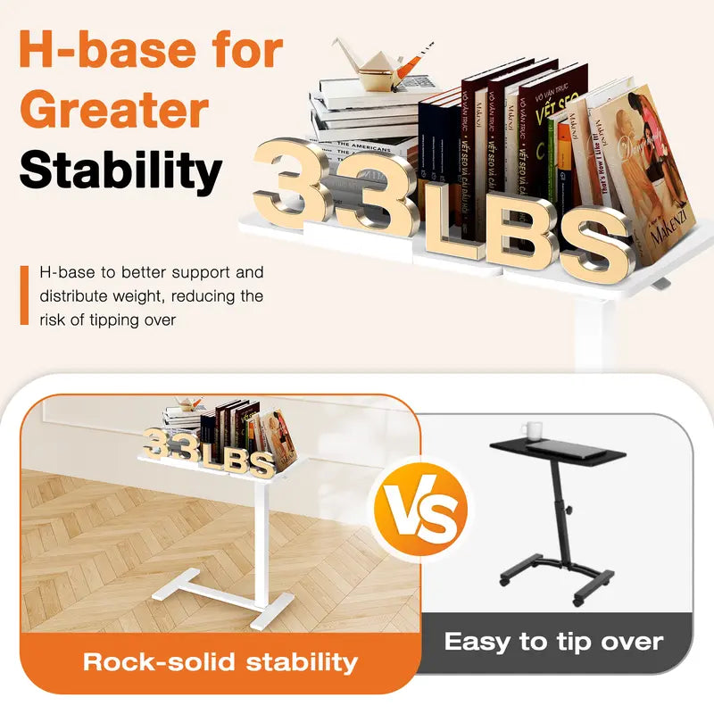 Mobile Vertical Rolling Laptop and Desktop Desk