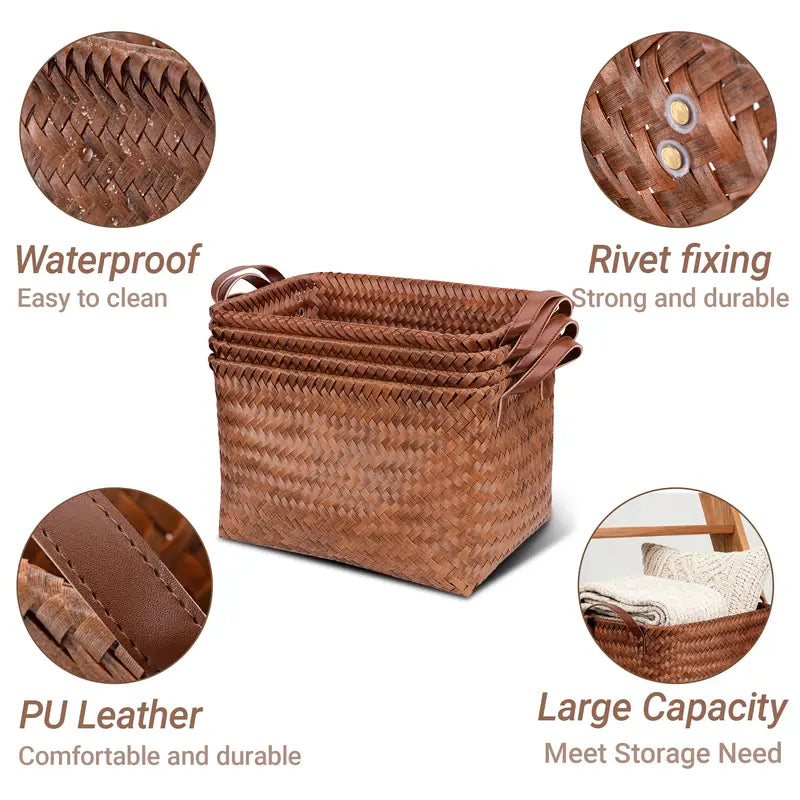 Handwoven Rattan Storage Basket