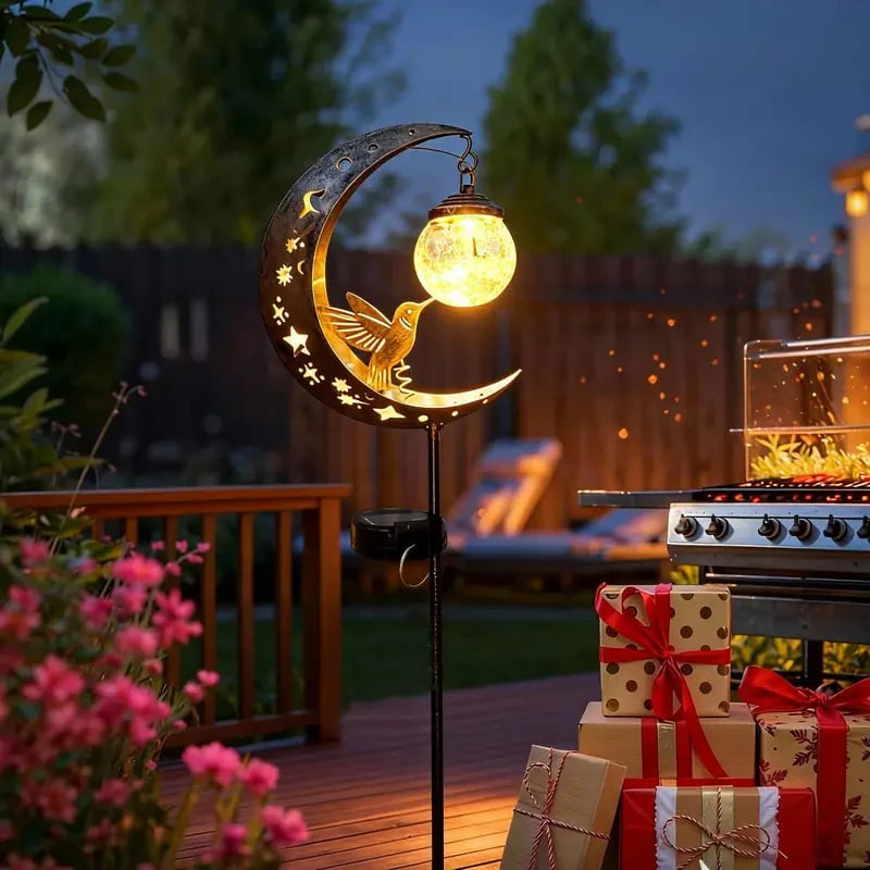 🌙✨Hummingbird Moon Solar Garden Stake Light