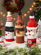 Niedliche gestrickte Weihnachts-Weinflaschenhüllen, 3er-Set (10 $ pro Stück) für die Tischdekoration