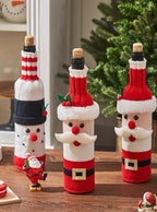 Niedliche gestrickte Weihnachts-Weinflaschenhüllen, 3er-Set (10 $ pro Stück) für die Tischdekoration