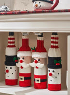 Niedliche gestrickte Weihnachts-Weinflaschenhüllen, 3er-Set (10 $ pro Stück) für die Tischdekoration