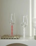 Handgeblasene Retro Wellen-Roséweingläser, 4er-Set (je $14,9)