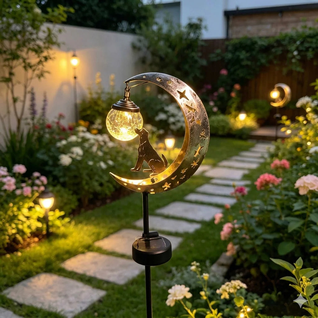 🌙✨Hummingbird Moon Solar Garden Stake Light