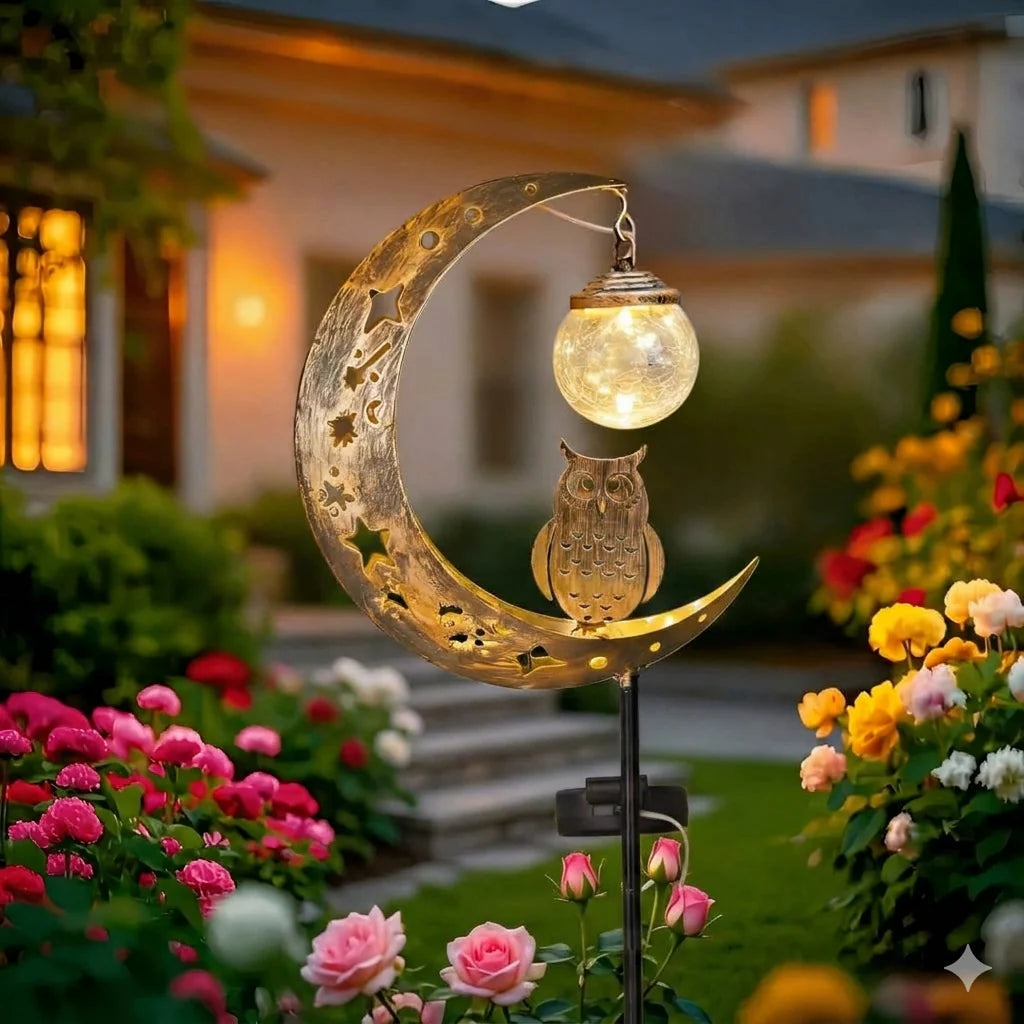 🌙✨Hummingbird Moon Solar Garden Stake Light